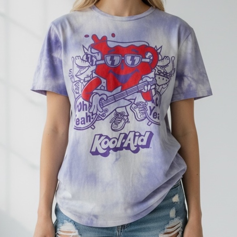 Koolaid Purple Tie Dye Oh Yeah Sleeve Graphic Tee Size Large